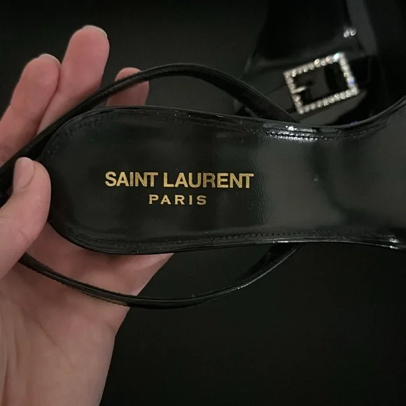 Saint Laurent Claude 110mm buckle heel sandal in patent leather - Picture 8 of 16